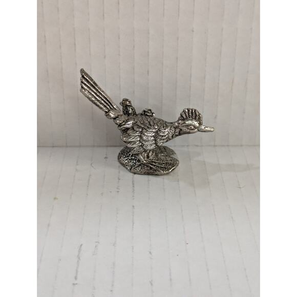 MINIATURE PEWTER JC Road Runner Pheasant Bird Figurine - Picture 1 of 6